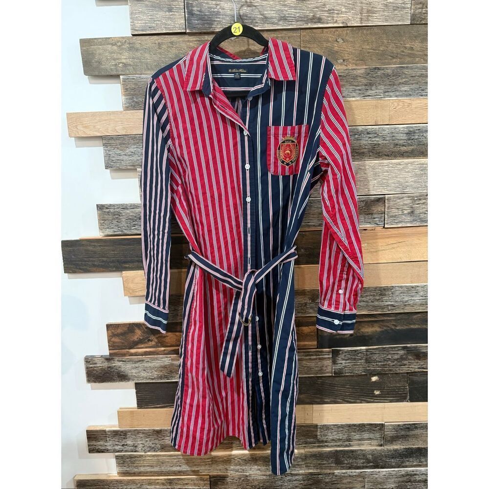 Brooks Brothers Cotton Preppy Stripe Dress Red/Navy Size 12